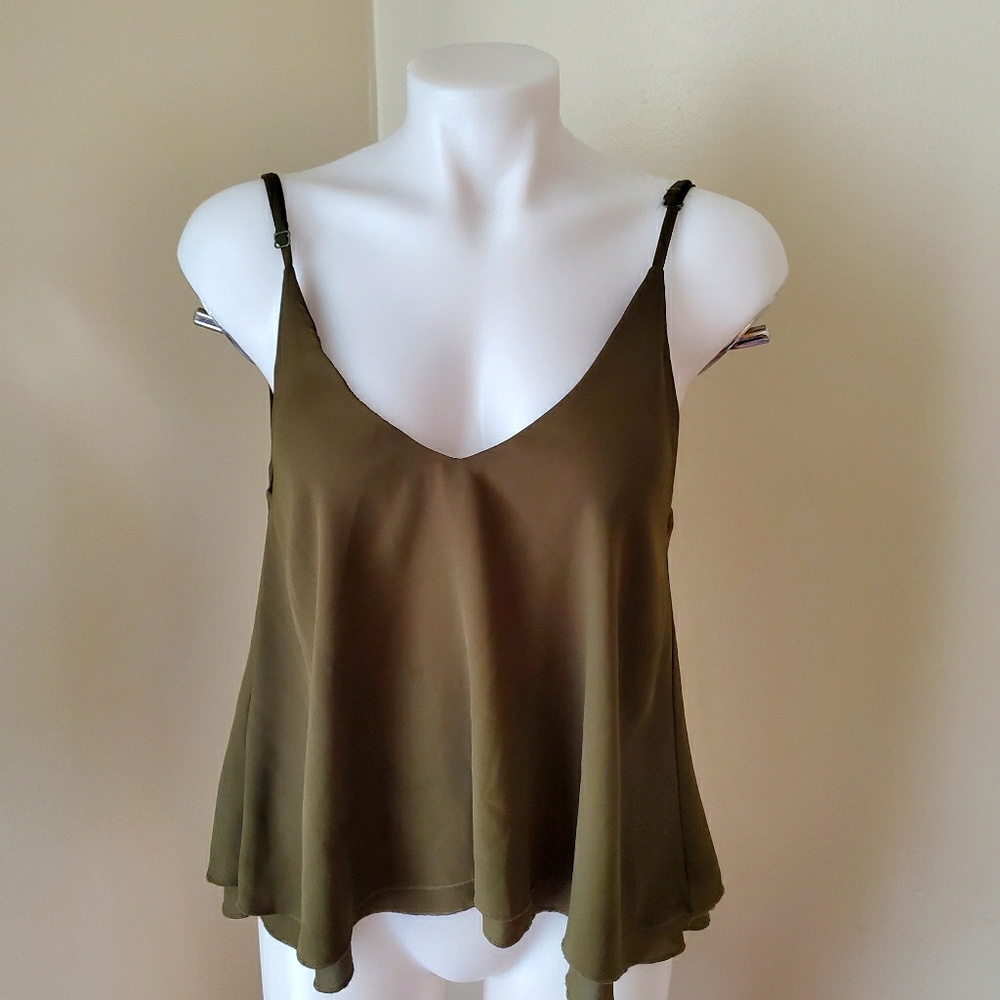 Tobi Olive Green Layered Tank Top Medium - Picture 3 of 6